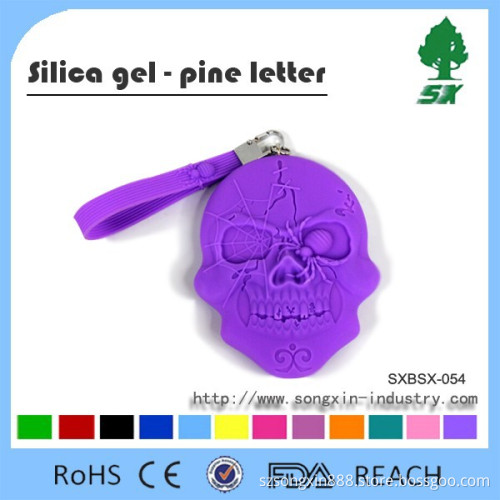 Promotional and Fashion Design Skull Shape Silicone Wallet/Personality Silicone Wallet/Silicone Phone Bag